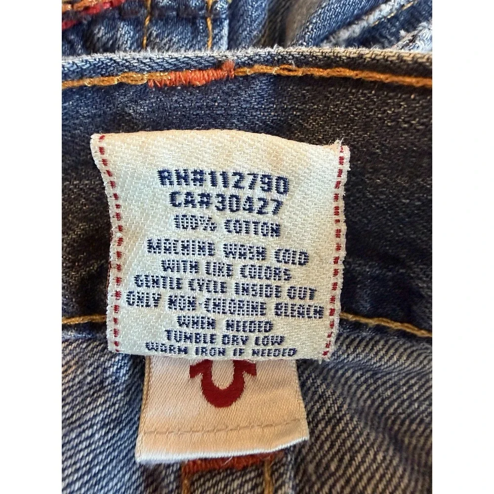 True Religion Jeans Mens‎ Blue Dark Wash Rainbow Billy Straight Whisker Size 34